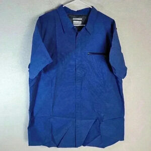 Columbia Omni Shade Mens Shirt Blue XXL Fishing Short Sleeve Snap Vented